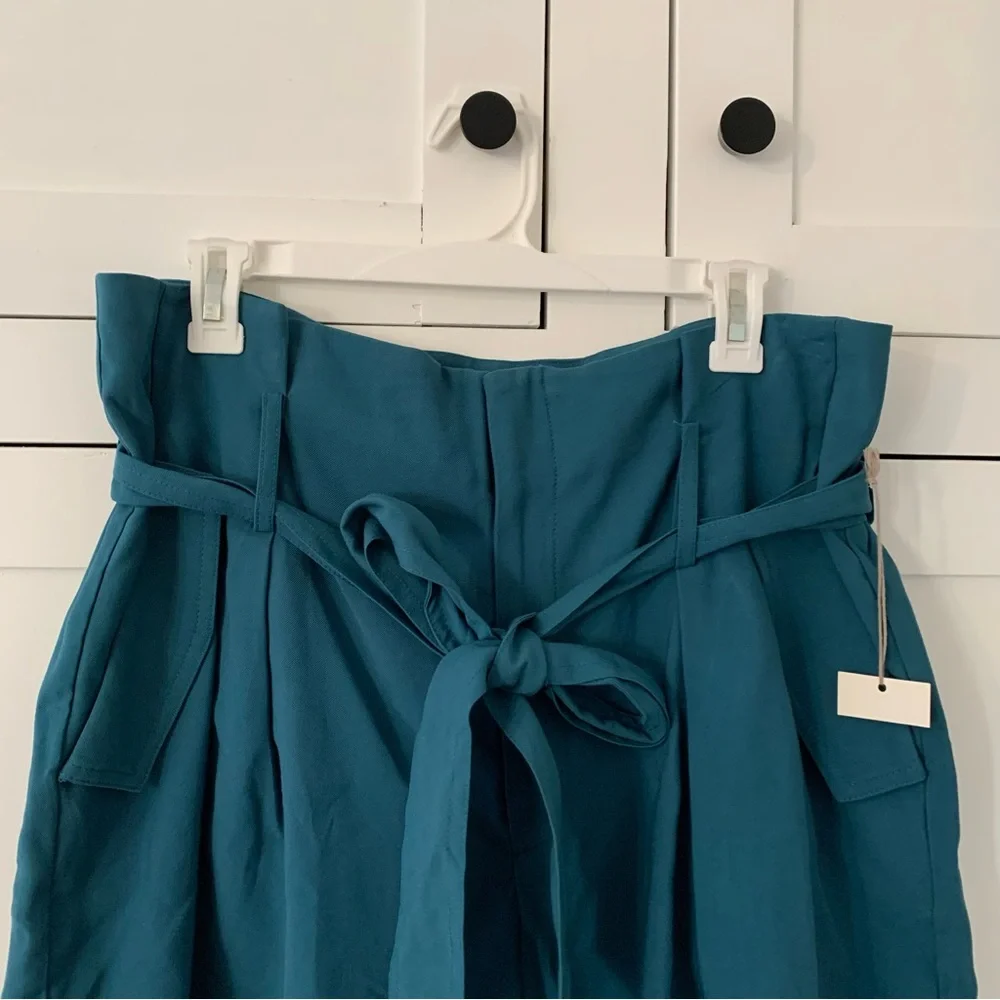 A New Day Teal High Waist Pocket Paperbag Shorts Size 16